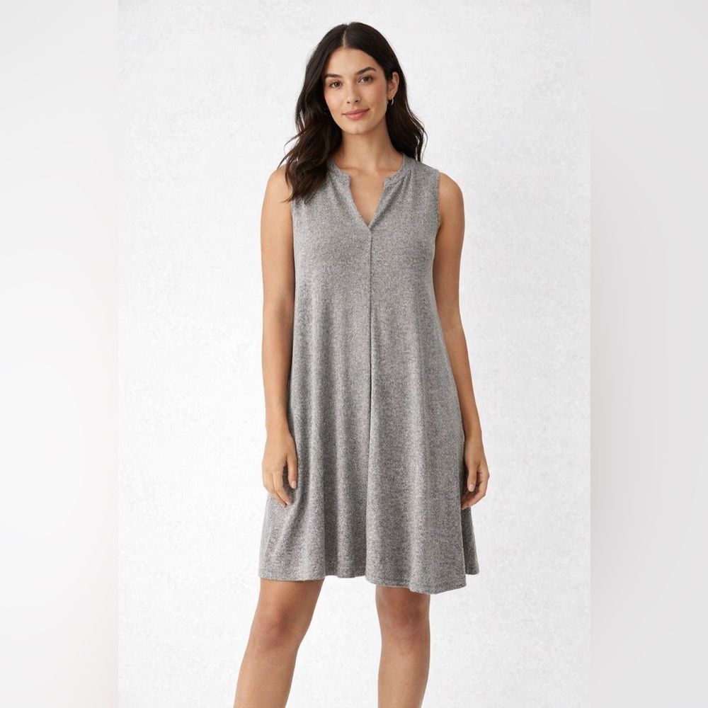 Lou & Grey LOFT Soft Knit Swing Dress XL Gray Sleeveless A-Line Lounge Beach